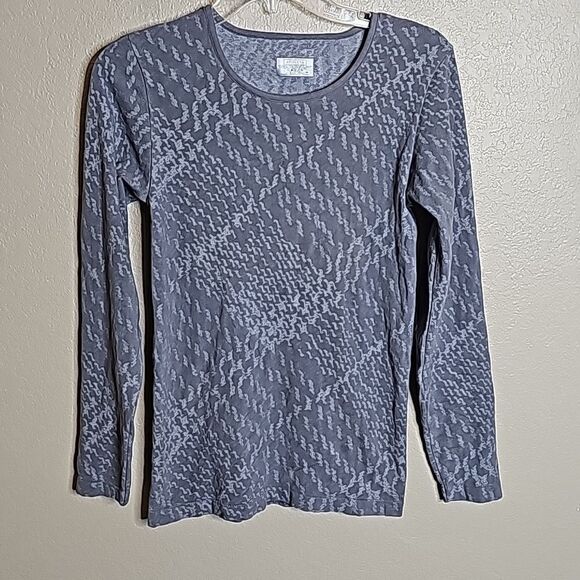 Athleta Medium Gray Long Sleeve baselayer top printed Plaid - Picture 1 of 5